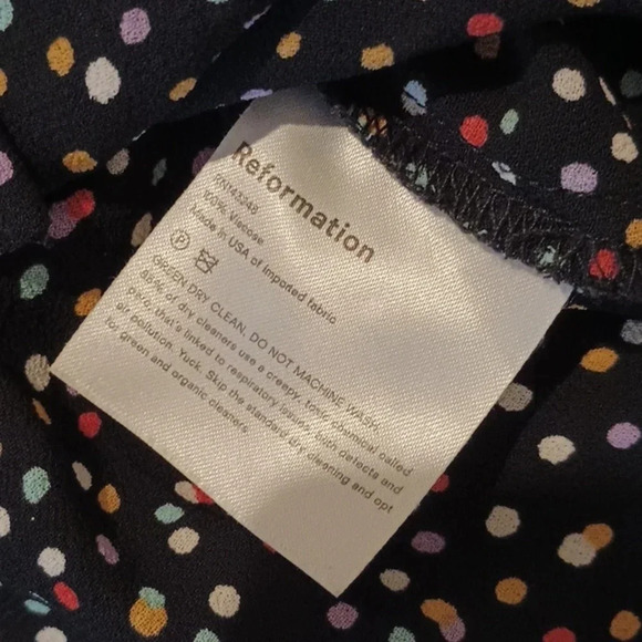 Reformation Black Sheer Colorful Polka Dot Fitted Button Down Top A33 - Picture 3 of 7